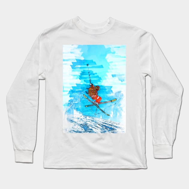 Cross Skier Jump Abstract. For ski lovers. Long Sleeve T-Shirt by ColortrixArt